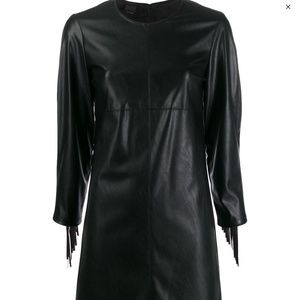 Pinko Faux Leather Fringe Dress